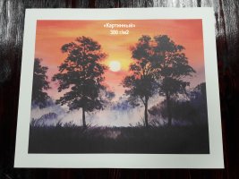 Картинный холст 380 г/м2 - картина Закат в лесу